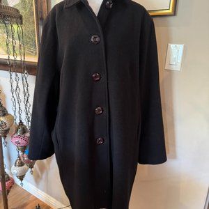 100% Wool and Cashmere Pea Coat Black in 1X